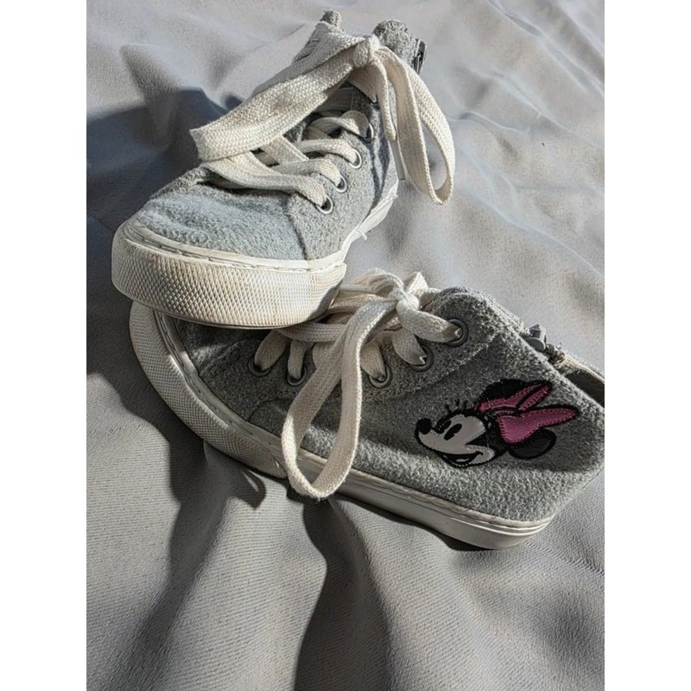 Gap Kids Minnie Mouse Gray Felt High Top Sneakers Girls Size 11 Zip Up Disney